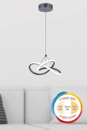 Dekorluna Modern Forte Tekli Füme 3 Renk Işıklı Power Ledli Salon Mutfak Oda Hol Ledli Avize - 1