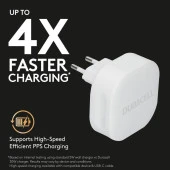 Duracell 30W 4X Hızlı Şarj Başlığı ( USB-A,USB-C ) - Beyaz - 4