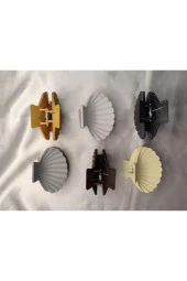 Deniz Kabuğu Istiridye Desenli Kadın Mandal Toka 6'li Set - 2