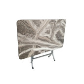 Mermer Desenli Krem Katlanır Balkon Masası - 50x80 cm - 2