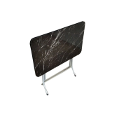 Siyah Mermer Desenli Katlanır Balkon Masası - 90x60 cm - 1