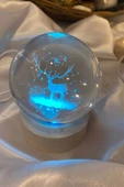 3D Led Işık Cam Küre Çok Işıklı Ahşap Geyik 7 cm - 5