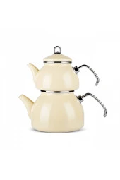 Erva Emaye İndüksiyon Tabanlı Çaydanlık Krem - 4