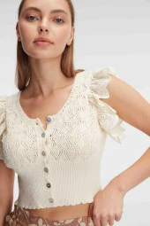 Kadın Kısa Kol Bisiklet Yaka Cotton Çiçek Desenli Yazlık Dokuma Normal Bel Pijama Takımı - 2