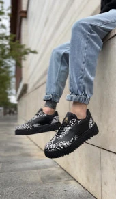 BA0802 BOA Gotik Desenli Siyah Yüksek Taban Erkek Günlük Ayakkabı thumbnail 1