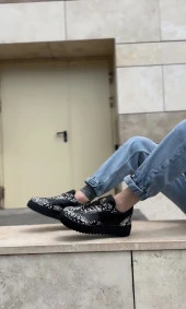 BA0802 BOA Gotik Desenli Siyah Yüksek Taban Erkek Günlük Ayakkabı thumbnail 4