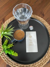 Gold Yaldızlı Beyaz Anne Kız Kahvesi Peçete 6x12 cm - 1