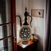 İbrik Modeli Otantik Desenli Su Kabağı Lamba - 5