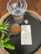 Gold Yaldızlı Beyaz Yorgunluk Kahvesi Peçete 6x12 cm - 1