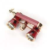 Nefis Işlemeli Tiyatro / Opera Dürbünü 3X25 Prinç Metal Kaplamalı Retro Kahverengi thumbnail 4