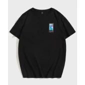 Lucky Life Unisex Baskılı Oversize T-Shirt - Siyah - 1