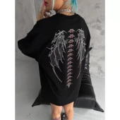 Lucky Life Unisex Taşlı Bisiklet Yaka T-Shirt - Siyah - 2