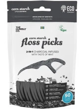 Humble Brush Floss Picks Charcoal 50 Adet | Kürdanlı Diş İpi Kömür Etkisi Nane Tadı - 1