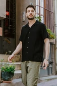 Siyah Rahat Kesim Erkek Gömlek - 2