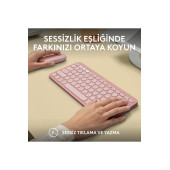logitech Pebble 2 Combo Çoklu Sessiz Kablosuz Türkçe Q Klavye Mouse Seti - Pembe 920-012247 - 5