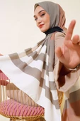 Kalın Çizgili Medine Şal Pudra - 1