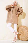 Omuzları Kat Kat Tunik Latte thumbnail 1
