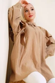 Omuzları Kat Kat Tunik Latte thumbnail 2