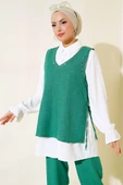 Süveter Taş Detaylı Üçlü Takım Yeşil thumbnail 2