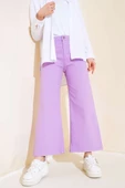 Salaş Kısa Düz Pantolon Lila thumbnail 1