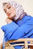 Çiçekli Pamuk Eşarp Kahve - 2