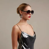 Okkia Monica Unisex Büyük Yuvarlak  Güneş Gözlüğü Siyah Rose - 3
