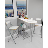 Eportatif Mutfak Bar Masa Sandalye Takımı Katlanır Bar Sandalye 2 Kişilik Mutfak Masası Beyaz 1296 thumbnail 1