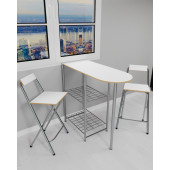 Eportatif Mutfak Bar Masa Sandalye Takımı Katlanır Bar Sandalye 2 Kişilik Mutfak Masası Beyaz 1296 thumbnail 2