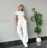 İthal ATLAS KUMAŞ ÖZEL DİKİLMİŞ TAŞ TASARIMLI İKİLİ TAKIM TİŞÖRT PANTOLON - 7