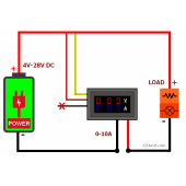 Dijital Volt-Ampermetre DC 0-100V 0-10A - 5