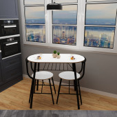 Eportatif Masa Sandalye Takımı 2 Kişilik Mutfak Masa Seti Beyaz 1102 - 1