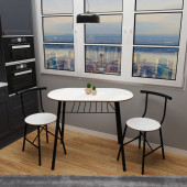 Eportatif Masa Sandalye Takımı 2 Kişilik Mutfak Masa Seti Beyaz 1102 - 2