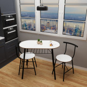 Eportatif Masa Sandalye Takımı 2 Kişilik Mutfak Masa Seti Beyaz 1102 - 3