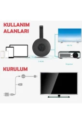 1080P 4K Full HD Destekli Kablosuz Her TV İle Uyumlu Ekran ve Ses Yansıtıcı Görüntü Aktarıcı - 5