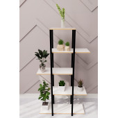 Eportatif Dekoratif 5 Raflı Metal Çiçeklik Saksı Standı Saksılık Beyaz 1312 - 1