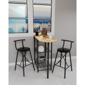 Eportatif Mutfak Bar Masa Sandalye Takımı Katlanır Döşemeli Bar Sandalye 2 Kişilik Çam 1313 thumbnail 1