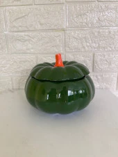 Tasarım Şekerlik Yeşil Balkabağı Şekerlik Kapaklı Şekerlik - 1