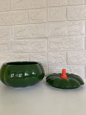 Tasarım Şekerlik Yeşil Balkabağı Şekerlik Kapaklı Şekerlik - 4