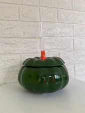 Tasarım Şekerlik Yeşil Balkabağı Şekerlik Kapaklı Şekerlik - 5