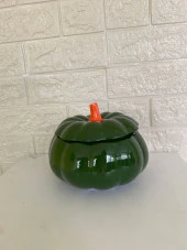 Tasarım Şekerlik Yeşil Balkabağı Şekerlik Kapaklı Şekerlik - 6