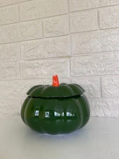 Tasarım Şekerlik Yeşil Balkabağı Şekerlik Kapaklı Şekerlik - 7