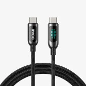 Dijital Göstergeli PD 100W Type-C to Type-C Hızlı Şarj ve Data Kablosu Örgülü Siyah - 1