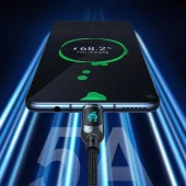 Dijital Göstergeli PD 100W Type-C to Type-C Hızlı Şarj ve Data Kablosu Örgülü Siyah - 4