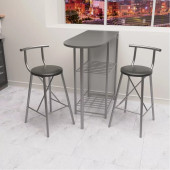 Eportatif Mutfak Bar Masa Sandalye Takımı Oval Bar Sandalye 2 Kişilik Mutfak Masası Füme 1318 - 1