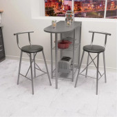 Eportatif Mutfak Bar Masa Sandalye Takımı Oval Bar Sandalye 2 Kişilik Mutfak Masası Füme 1318 - 2