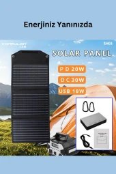 Taşınabilir Güneş Paneli Katlanabilir 30W 18V 1.66A PV Modülü Güç İstasyonu Üç Yüzlü Monokristal Güneş Pili thumbnail 2