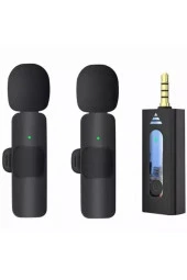 Amfi Ve Hoparlör Kablosuz Wireless Yaka Mikrofon Çiftli 3.5mm Jaklı Tak Çalıştır Telefon Araç Uyumlu - 1