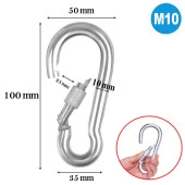 Kilitli 10 MM Karabina Yaylı Kanca Paslanmaz Çelik Kilit Tırmanma Olta Kamp Ekipmanları Hamak Anahtar Askı Kilidi (5 ADET) - 2