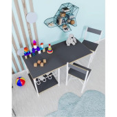 Eportatif çocuk çalışma masası ve 2 sandalyeli oyun etkinlik aktivite masası antrasit - 2