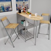 Eportatif Mutfak Bar Masa Sandalye Takımı Katlanır Bar Sandalye 2 Kişilik Mutfak Masası Çam 1339 thumbnail 1